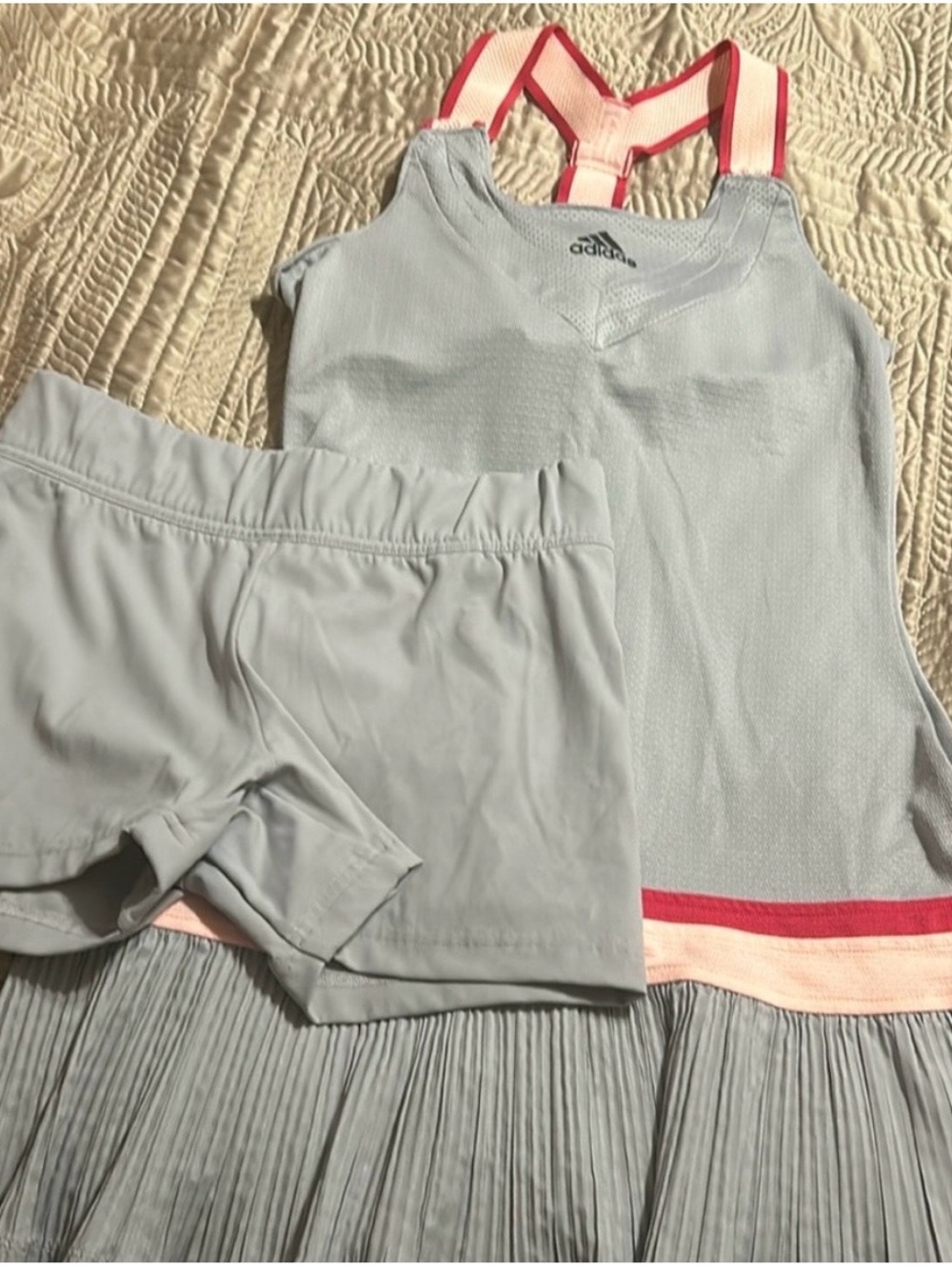Adidas Light Gray tennis Dress with Pink Straps
